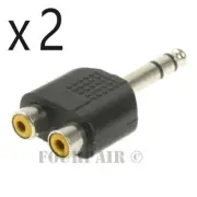 2 Pack Dual RCA Female Jacks to 1/4" 6.35mm Stereo Male Y Splitter Audio Adapter