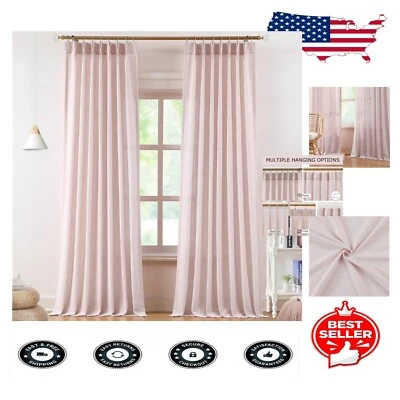 Soft Pink Semi-Sheer Pinch Pleat Curtains - 108” Length & Eco-Friendly Design