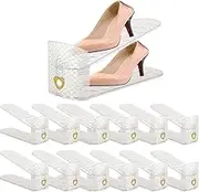UFJEG 12 Pack Adjustable Clear Shoe Slots Organizer, Shoe Stacker, Display Tray Rack, Acrylic Shoe Organizer, Space-Saving Stacker Rack for Sneakers, Closet & Cabinet Storage