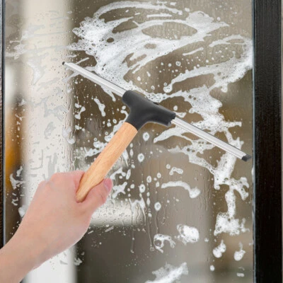 Wooden Handle Glass Scraper Shower Cleaner Window Bathroom Squeegee