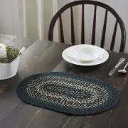 Placemat Pine Grove Jute Country 12x18 Oval Braid Striped Table Decor VHC Brands