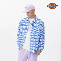 在飛比找momo購物網優惠-【Dickies】男款晴空藍曲線格紋工裝長袖襯衫｜DK011