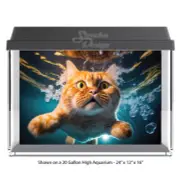 Cute Ginger Orange Cat Polyester Fish Tank Glass Backdrop Aquarium Background
