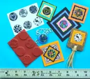 6 Assorted 1" Round Unmounted Rubber Stamps for Clay, Paper, Shrink Art, PMC Art