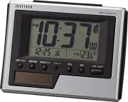 8RZ215SR19 Rhythm Solar Auxiliary Battery Powered Digital Alarm Clock New