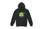 SpongeBob SquarePants Mens Spongey Four Leaf Clover St Patricks Day Hoodie (Black) - UTTV8679