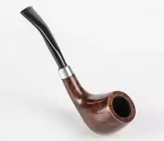 Briar Tobacco Smoking Pipe Hand Carved Army Mount Metal Cooling Filter Brown