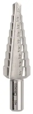 Bordo 1/4 - 3/4 x 1/16" Straight Flute HSS Step Drill Bit