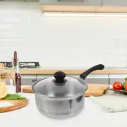 Steel Pan with Lid and Handle Single Small Saucepan Cooking Soup Baby
