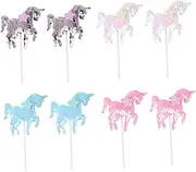 VILLFUL Birthday Cake Flags 8 Pack Unicorn Design Cake Insert Toppers Party Decorations Easy to Use