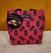 Betsey Johnson Skull Bones Pink Zip Top Insulated Lunch Tote Lunch Bag NEW