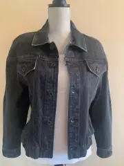PROENZA SCHOULER WHITE LABEL WASHED CINCHED DENIM JACKET SIZE M IN RINSED BLACK