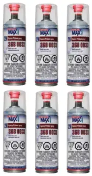 SprayMax 3680033, 2K Epoxy Rust-Cure Primer, Gray, Aerosol (6 Pack)