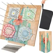 15" Foldable Crochet Blocking Board with Pegs & Storage Pouch, Large Granny S...