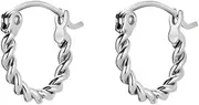 [Rosefield] Women's Twisted Silver-Tone Hoop Earrings, 1.55cm