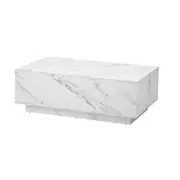 Oikiture Coffee Table Side Tables Sofa Cafe Desk Marble Effect Wooden White
