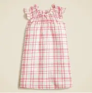 New Crewcuts Girls Nightgown 12 14 Smocked Flannel Sleeveless Ivory Red Plaid