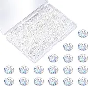 AIEX 800 pcs Crystal Rondelle Glass Beads, 6mm Multi-Faceted Rondelle Beads DIY Glass Crystal Beads Bracelet Necklace Pendant Jewellery Making Supplies (Semi-AB Transparent)