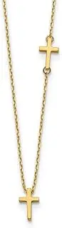 [JewelryWeb] 14k Gold Sideways Religious Faith Cross and-Cross Pendant Necklace 46 Centimeters 5mm Wide-Pendant for Women