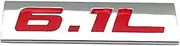 KBTBSCCPLG Metal Car Styling 6.1L Logo Emblem Wing Door Badge Sticker Decal Accessories Car Logo(Silver with R)