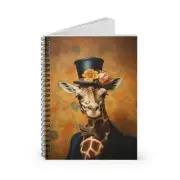 Victorian Giraffe Portrait Notebook Journal: Giraffe in Blue Suit Spiral Bound H