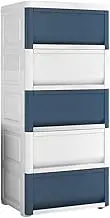 Children's Wardrobe Storage Cabinet Locker with Large Capacity Drawer Multilayer Plastic Storage Bins for Living Room Bedroom and Children's Room Blue White 7 Layers