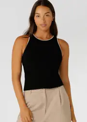 [Lorna Jane] Redefine Essential Knit Tank Top in Black, Size - Large L Black