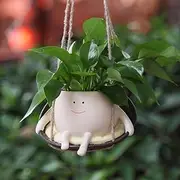 Proxima Direct Swing Face Planter Pot Hanging Resin Flower Head Planters for Indoor Outdoor Plants Succulent Pots for String of Pearls Plant Live for Indoor, Outdoor, Home Decor