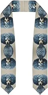 [SKKNT] Blue Poodle Polka Dot Print Graduation Shawl Stole For Academic Commencements Honor Sash Congratulations Gift