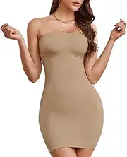[Takusun] Women's Strapless Full Body Slip Shaper Seamless Smoother Tube Slip Under Dresses