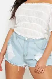 "Boohoo Plus" Stonewash Ripped Denim Shorts, Size 28, BNWT.