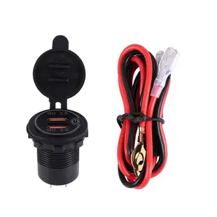 快速充電 3.0 雙 USB 車載充電器 12V 36W USB 快速充電器,帶開關,適用於船摩托車卡車高爾夫球車