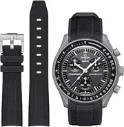 Omega x Swatch MoonSwatch Watch Strap 20mm - Soft Silicone Curved No Gap Replacement Band for Speedmaster - Men and Women