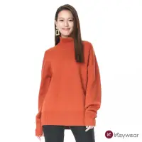 在飛比找momo購物網優惠-【KeyWear 奇威名品】立領混紡寬鬆針織上衣(橘色)