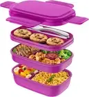 Bento Box Adult Lunch Box,3 Stackable Containers for Adults, Modern Minimalist