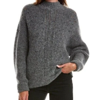 Rebecca Minkoff Grey Caroline Turtleneck Sweater with Chunky Open Knit NWT