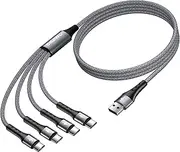 SIQIWO Multi USB C Cable Fast Charging, [1.2M/QC 3.0/3A] USB C Splitter Cable, 4 in 1 Charger Cord with 4 Type C Ports, for iPhone 16/15 Series, iPad Air/Pro, Samsung Galaxy S24 S23, Pixel, Sony, PS5