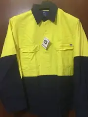 Worksense Hi Vis Flannelette Work Shirt Long Sleeve Size XL Yellow Closed Front