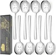 Stainless Steel Serving Spoons Set - 8 Large Slotted Spoons for Parties/Kitchen/Buffet, Dishwasher Safe, 9.2-Inch