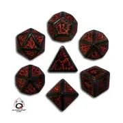 Q-Workshop Elven Dice Poly Set Black w/Red (7) New