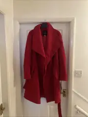 Anastasia Women's Wool & Cashmere Blend Long Sleeve Coat UK 20 Red With Tags