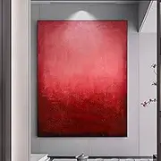 Hand-Painted Red Oil Painting On Canvas for Living Room Black Framed Wall Art Large Modern Home Decoration,30x40cm/11.8 inx15.7 in,B