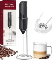 Piffny Electric Milk Frother Drink Foamer Whisk Mixer Stirrer Mini Blender Black