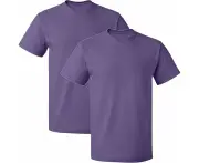 2 Pack Mens Cotton Blank Plain Basic Crew Neck Short Sleeve T-Shirt Tee Top Bulk Classic Regular Fit - Purple