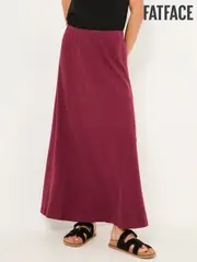 FatFace Kitty Burgundy Red Jersey Midi Skirt (F56130) | $111
