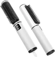 Portable Cordless Hair Straightener Brush, 2-in-1 Styling Comb, USB Rechargeable