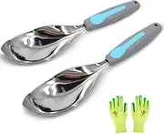 Jardineer Multi-Use Soil Scoops, Stainless Steel Garden Trowel, All-in-One Dirty Little Digger as Cultivator, Weeder, Transplanter (Blue)