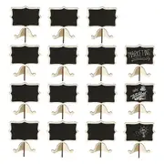 15 Pack Mini Chalkboards Place Cards with Easel Stand - Wood Rectangle Small Chalkboard Signs for W Wood color black