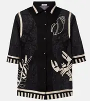 [Eres] Eres Crab embroidered linen shirt AU 14 black