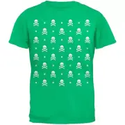 Skull And Crossbones Snowy Ugly Christmas Sweater Green Youth T-Shirt